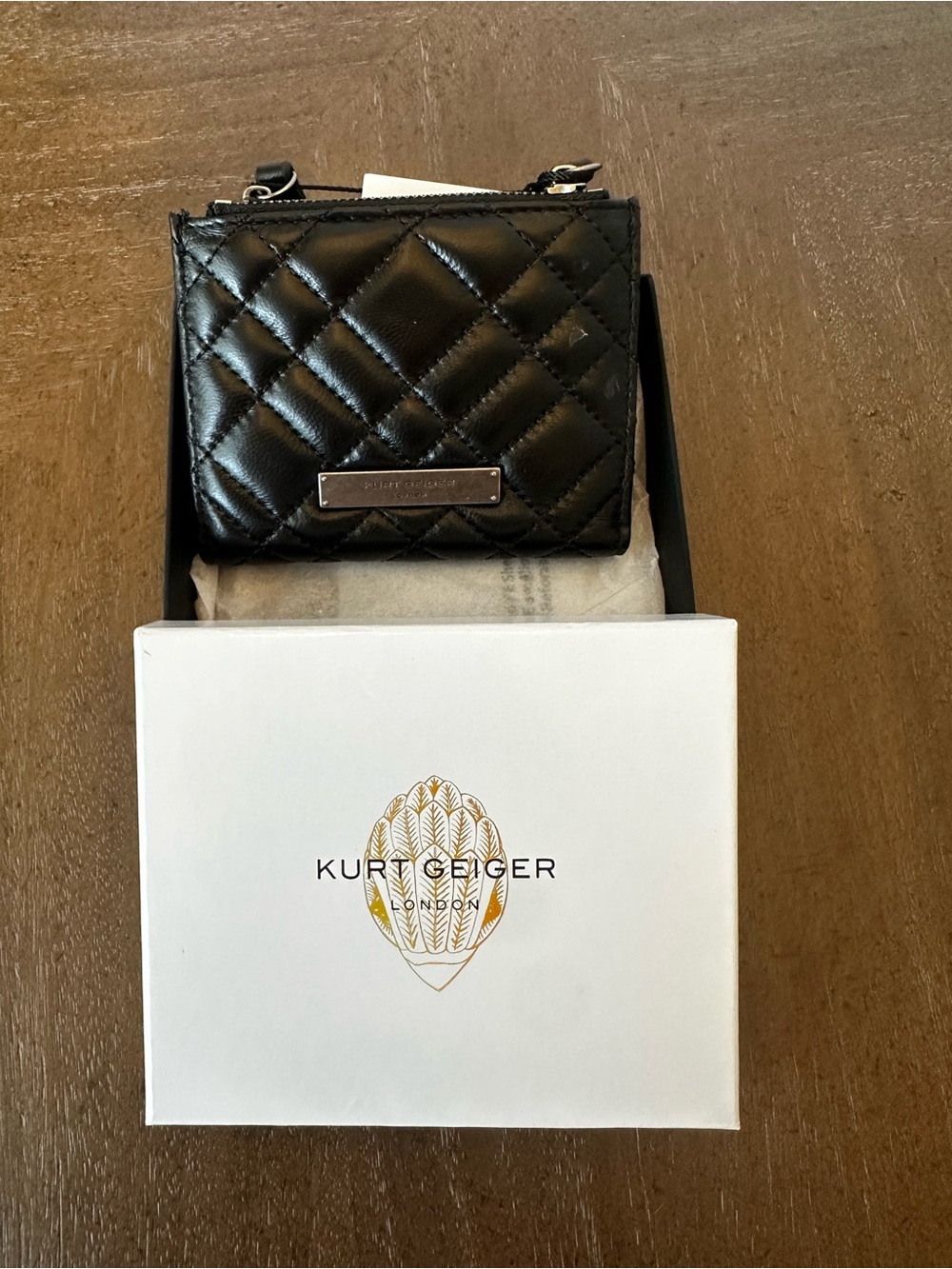 Kurt Geiger Black Diamond Quilted Leather Bifold Wallet